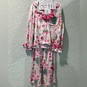 Viral Tahari Girl “Mama & Me” Christmas Pajamas retro Santa pink